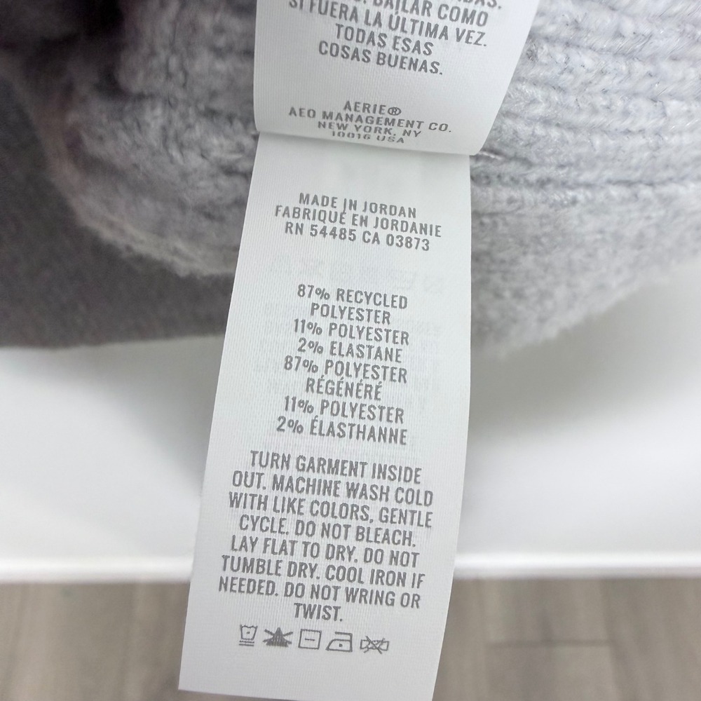 Aerie Cable Knit Cross Front Sweater Gray Long Sleeve Crew‎ Neck Women's Small - Picture 4 of 5